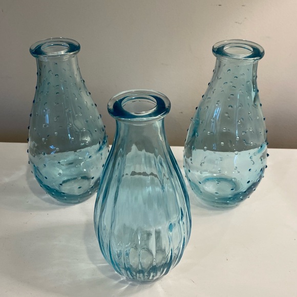 Other - Light Blue Glass Vases - Set of 4